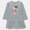 Dress cotton fleece blend with embroidery, pom pon and glitter (12 months-5 years)