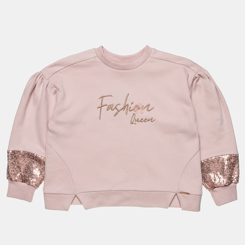 Long sleeve top cotton fleece blend with embroidery and sequins (6-16 years)