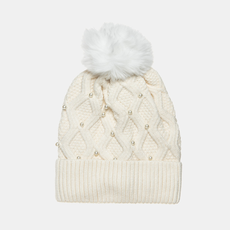 Beanie with thick knitting and pom pon one size (6-16 years)