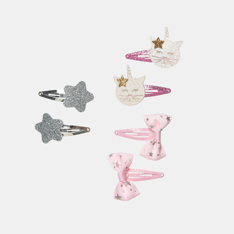 Hair clip with glitter - 6pcs set