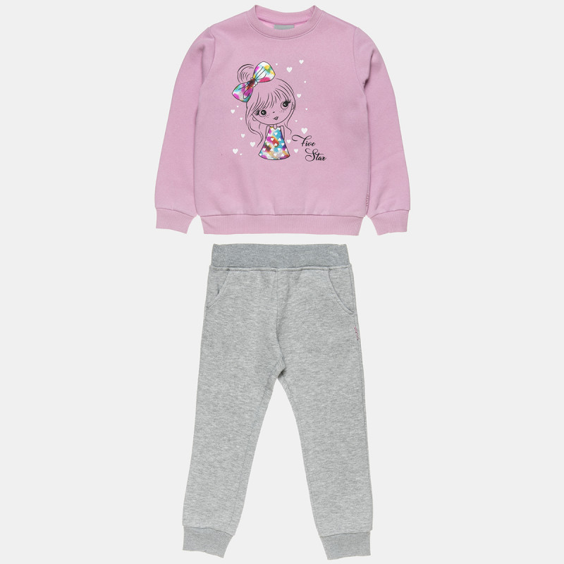 Tracksuit Five Star cotton fleece blend with metallic print (12 months-5 years)