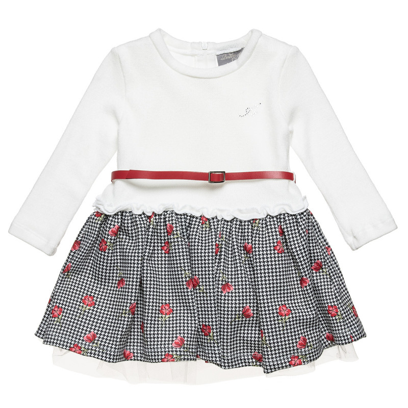 Dress with floral print and belt (2-5 years)