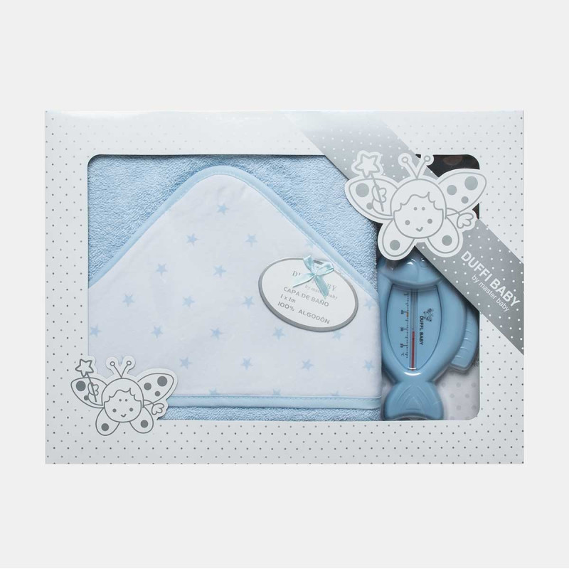 Hooded towel blue stars with thermometer (1x1m)