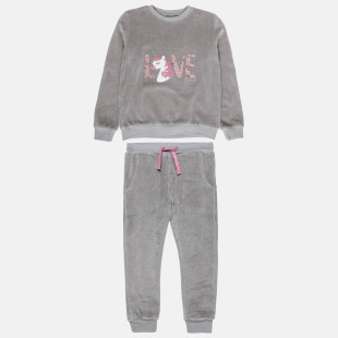 Tracksuit velour with sequins and embroidery (12 months-5 years)