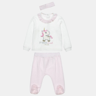 Set velour Tender Comforts with emboidery and headband (3-12 months)