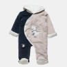 Pramsuit velour Tender Comforts with eco fur details (1-12 months)