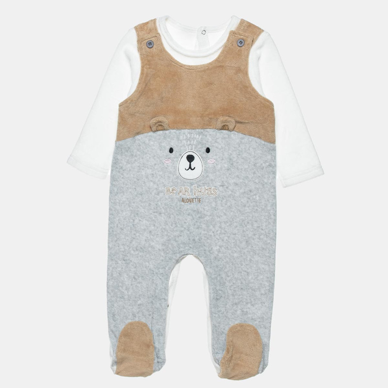 Babygrow velour with embroidery and 3D ears (1-12 months)