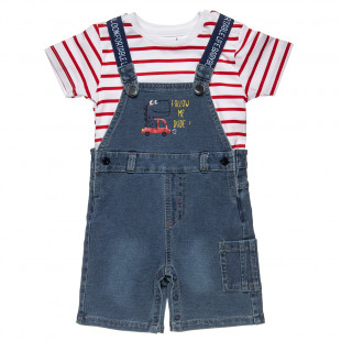 Set blouse stripped with jean overall (3-18 months)