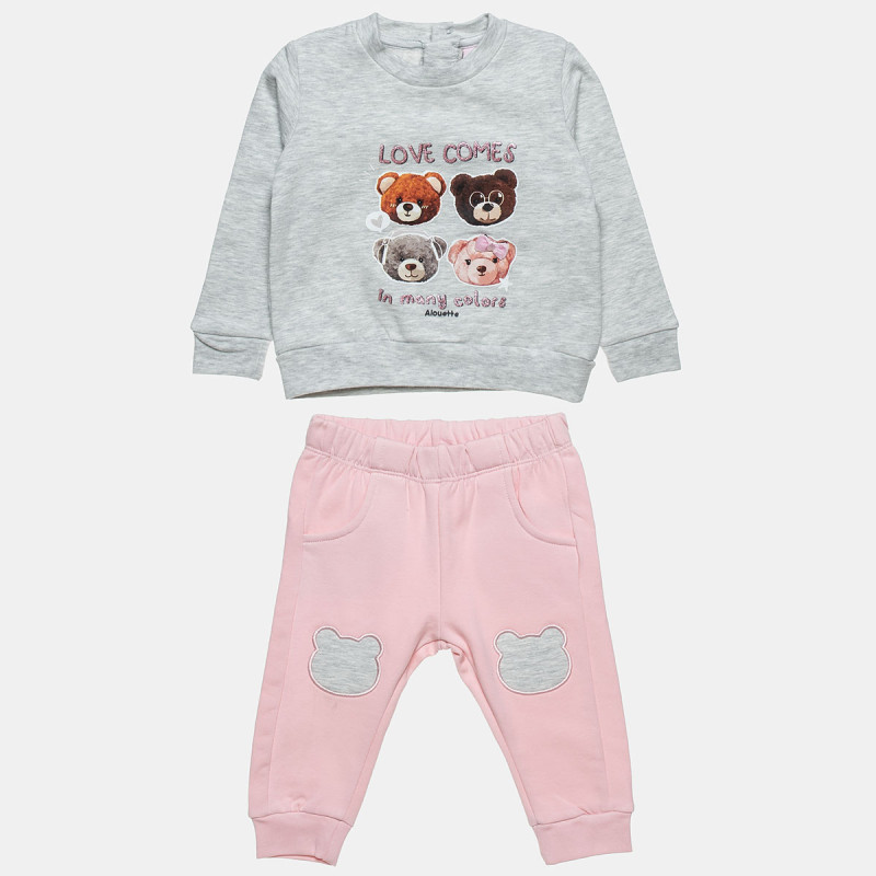 Set cotton fleece blend Tender Comforts with glitter details (3-18 months)