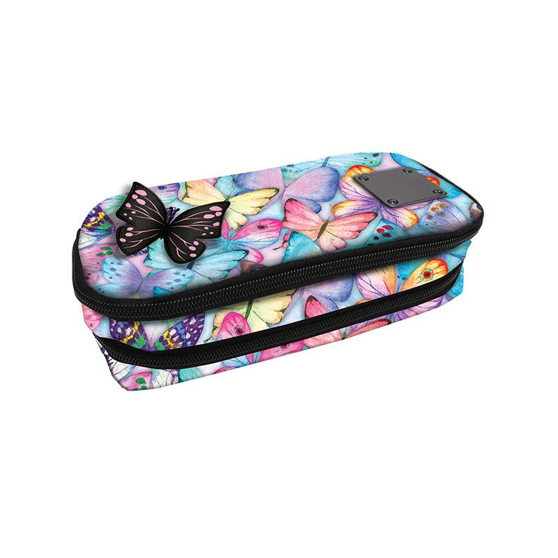 Double pencil case with slots Butterfly Xscape