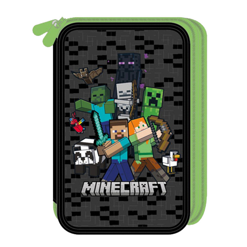 Pencil case Minecraft with double zipper and slots