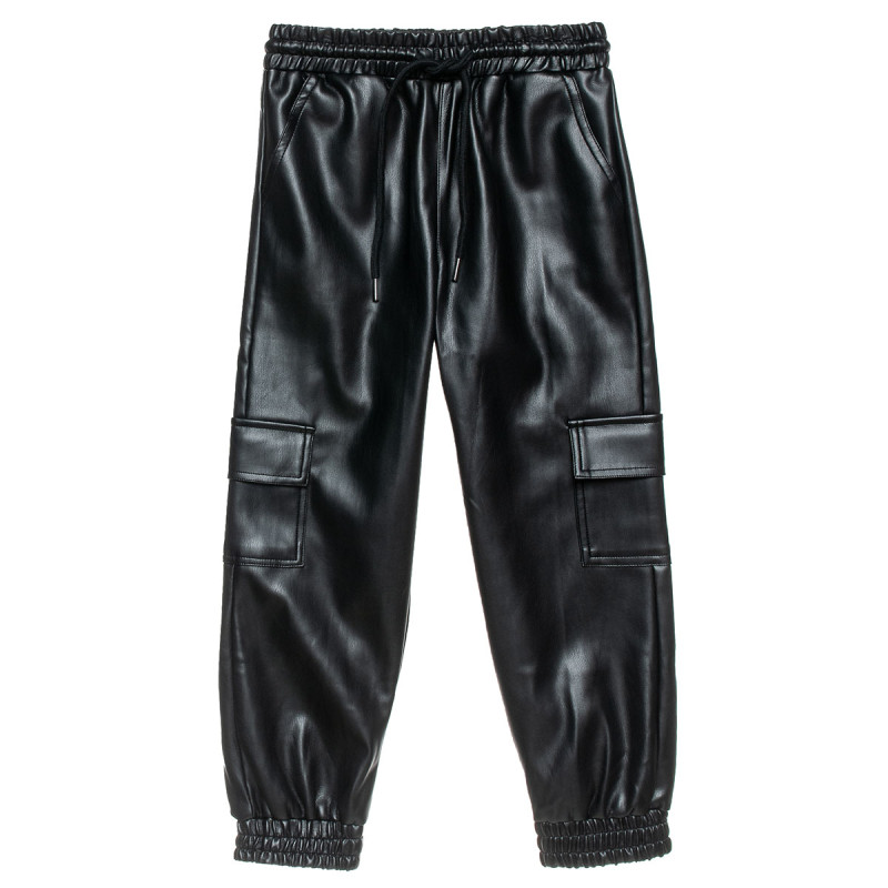 Pants from eco leather with pockets (6-16 years)