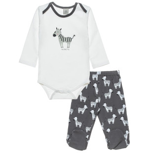 Set Tender Comforts with zebra pattern (3-12 months)