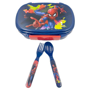 Lunch box Spiderman with fork and spoon