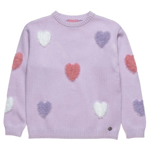 Sweater with eco fur hearts (6-14 years)