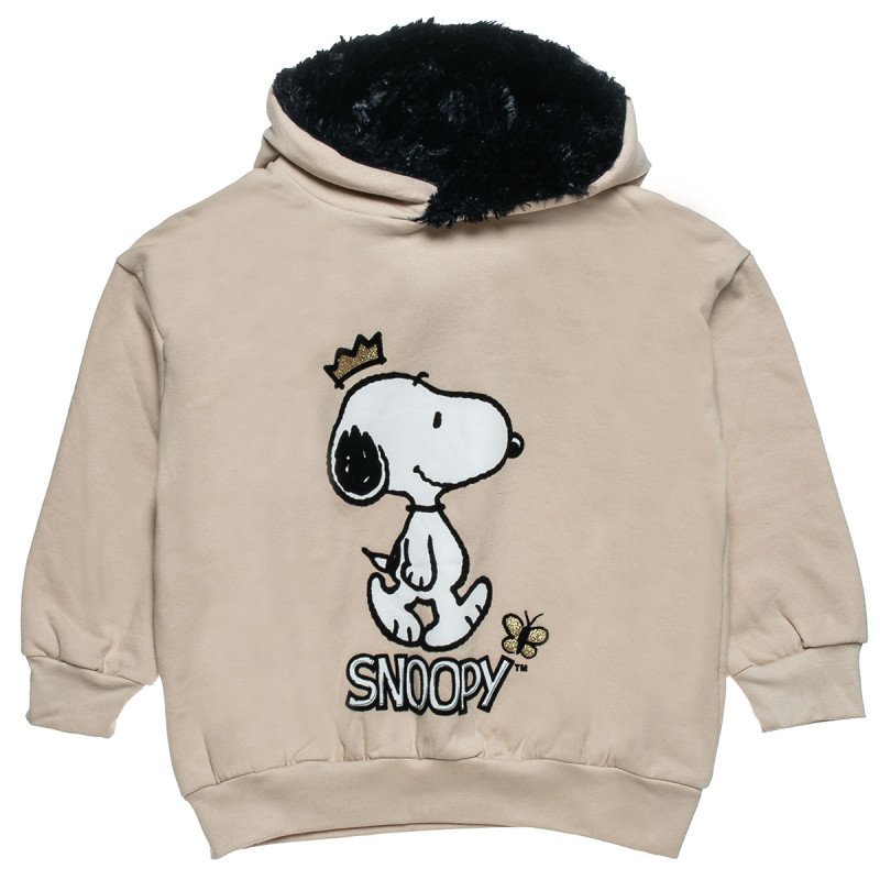 Long sleeve top cotton fleece blend Snoopy with embossed print (6-14 years)