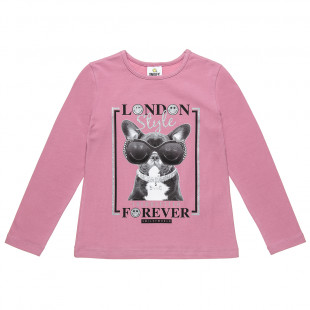 Long sleeve top Smiley with glitter detail print "London style" (5-12 years)