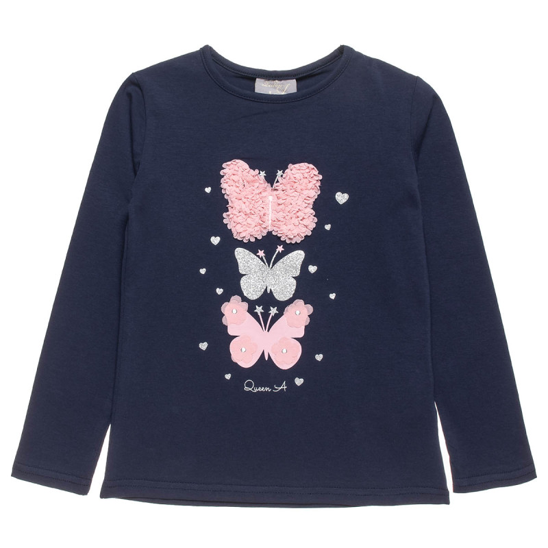 Long sleeve top with waffle and glitter details (6-14 years)