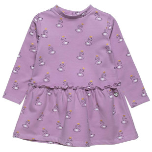 Dress cotton fleece blend with swan pattern (12 months-5 years)