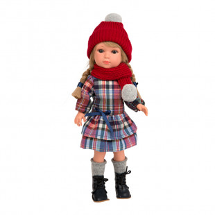 Toy doll with checkered dress and a light vanilla scent