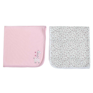 Blanket 2pcs pique 100% cotton pink (75x75cm)