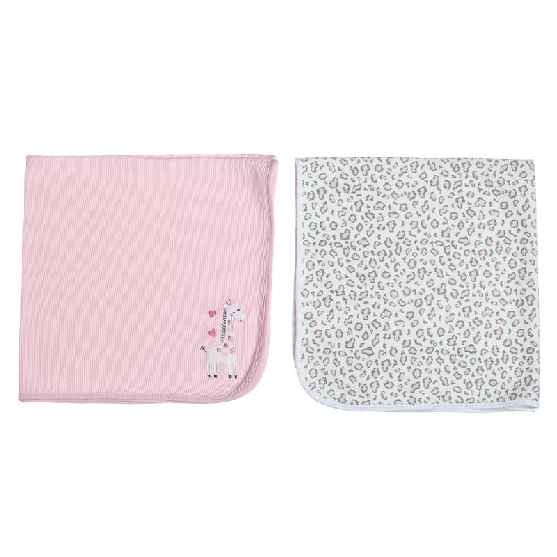 Blanket 2pcs pique 100% cotton pink (75x75cm)