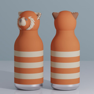 Water bottle thermos stainless steel Asobu Besties red panda