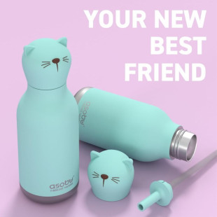 Water bottle thermos stainless steel Asobu Besties cat