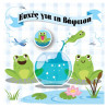 Greeting card with pin - Baptism boy/frog