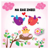 Greeting card with pin - Birth of a girl/bird