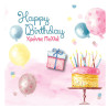 Greeting card with pin - Happy Birthday girl/balloons