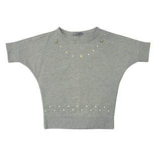 Long sleeve top with strass and pearls (6-16 years)