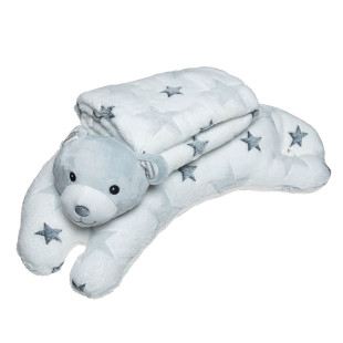 Blanket Tender Comforts velour 90x75cm and plush pillow teddy bear