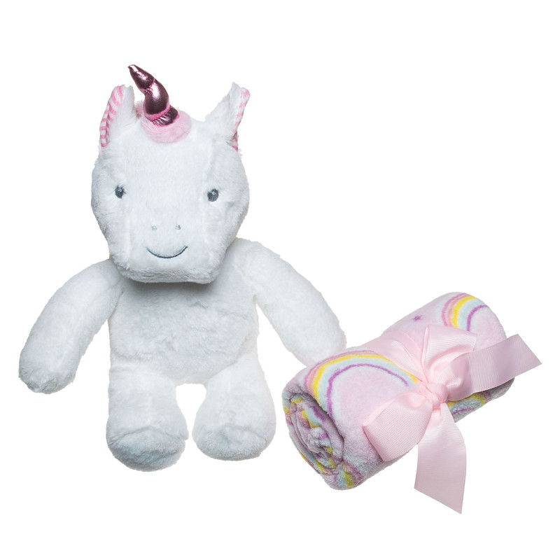 Blanket Tender Comforts velour 90x75cm and soft toy unicorn