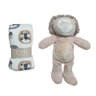 Blanket Tender Comforts velour 90x75cm and soft toy lion