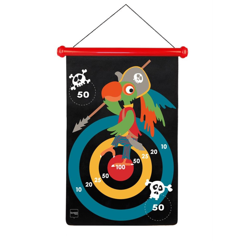 2-Sided Magnetic Scratch Target with 6 Darts-Pirates (5+ years)