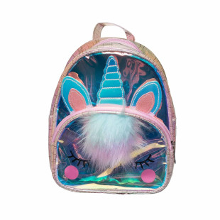 Backpack unicorn iridescent pink transparent