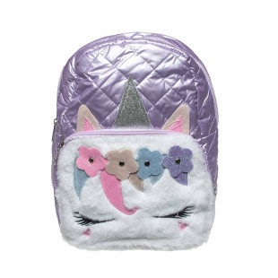 Backpack unicorn quilted with glitter and eco fur