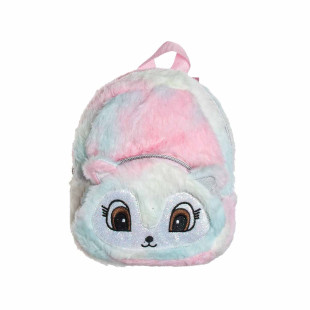 Backpack with fluffy texture and glitter