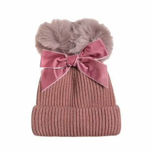 Beanie knitted with pom pon one size (1-6 years)