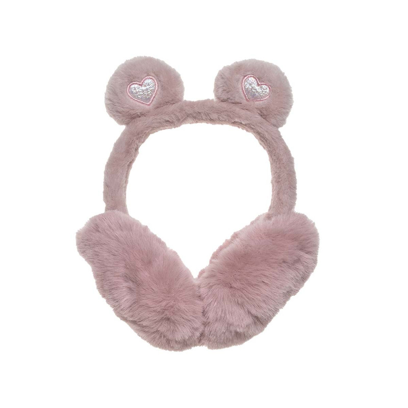 Fluffy Earmuffs with hearts (5-10 years)