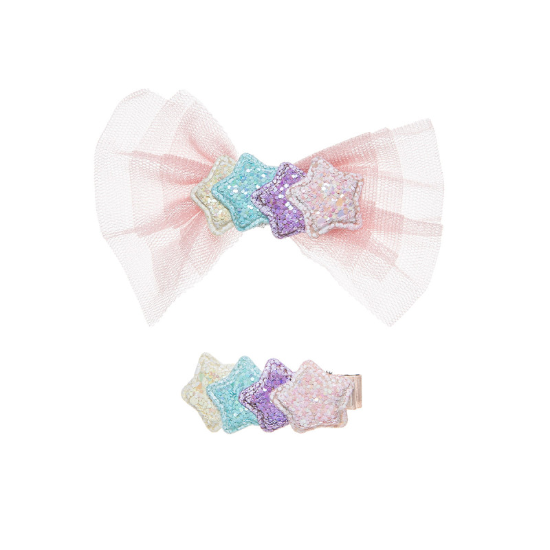 Hair clip stars with glitter and tulle