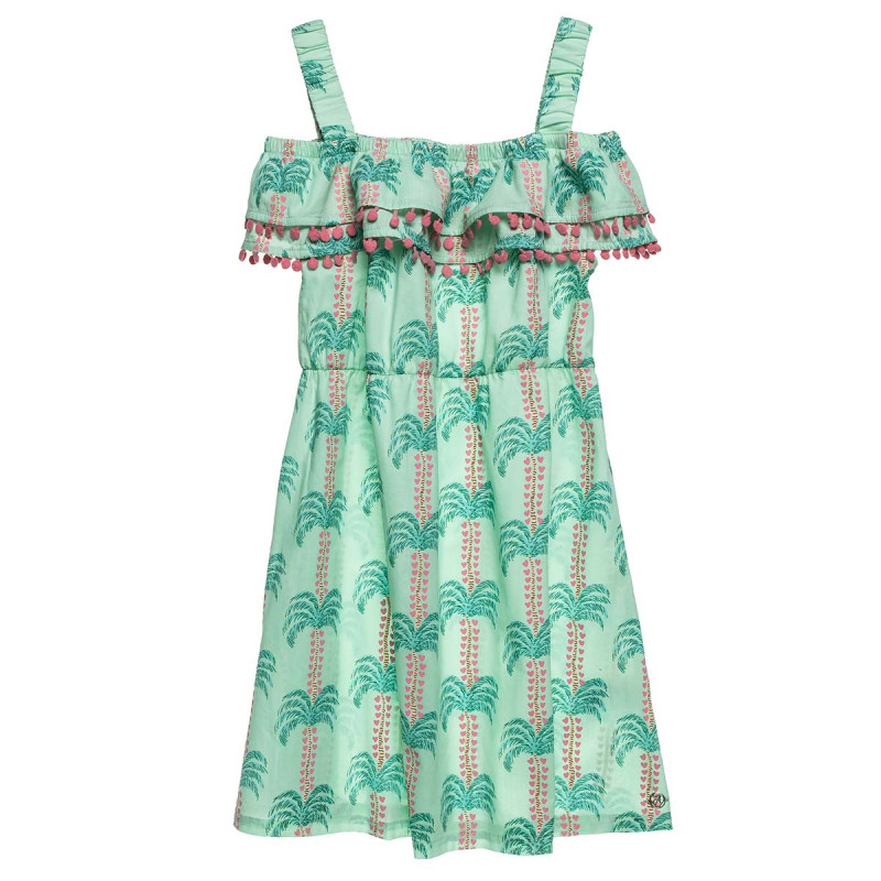 Dress with ruffles and pom pon (6-14 years)