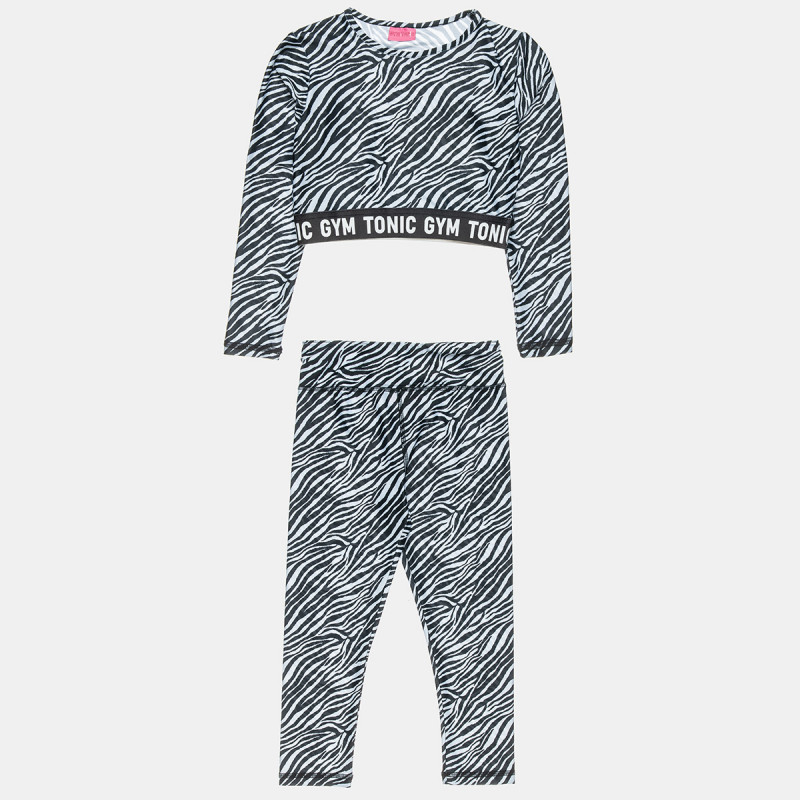 Set Gym Tonic crop top and leggings with zebra print design (6-16 years)