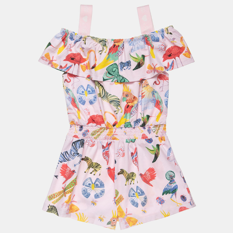 Playsuit with ruffles and floral pattern (6-16 years)