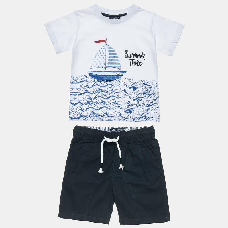 Set t-shirt with sailing boat and shorts (6-18 months)