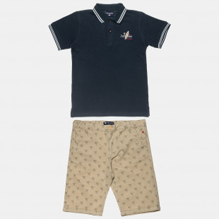 Set pique polo shirt with embroidery and chino shorts with pattern (6-18 months)