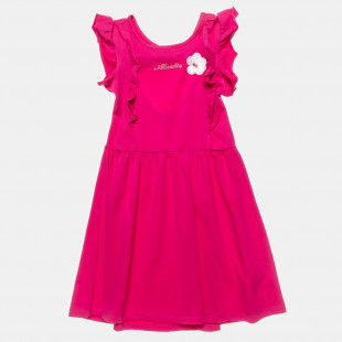 Dress with frilled shoulders and strass (9 months-5 years)