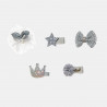 Hair clip 5-pieces with glitter and strass