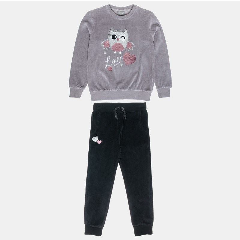 Tracksuit velour with flippy sequin and embroidery (6-14 years)